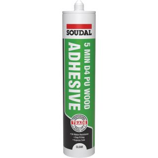 Soudal 5 Minute D4 PU Wood Adhesive Gel Clear 290ml